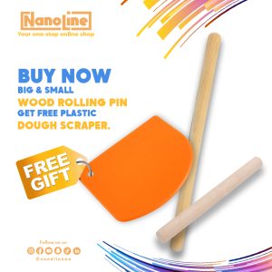 Two Wood Rolling Pins Small, Large & Get Free Dough Scrapper